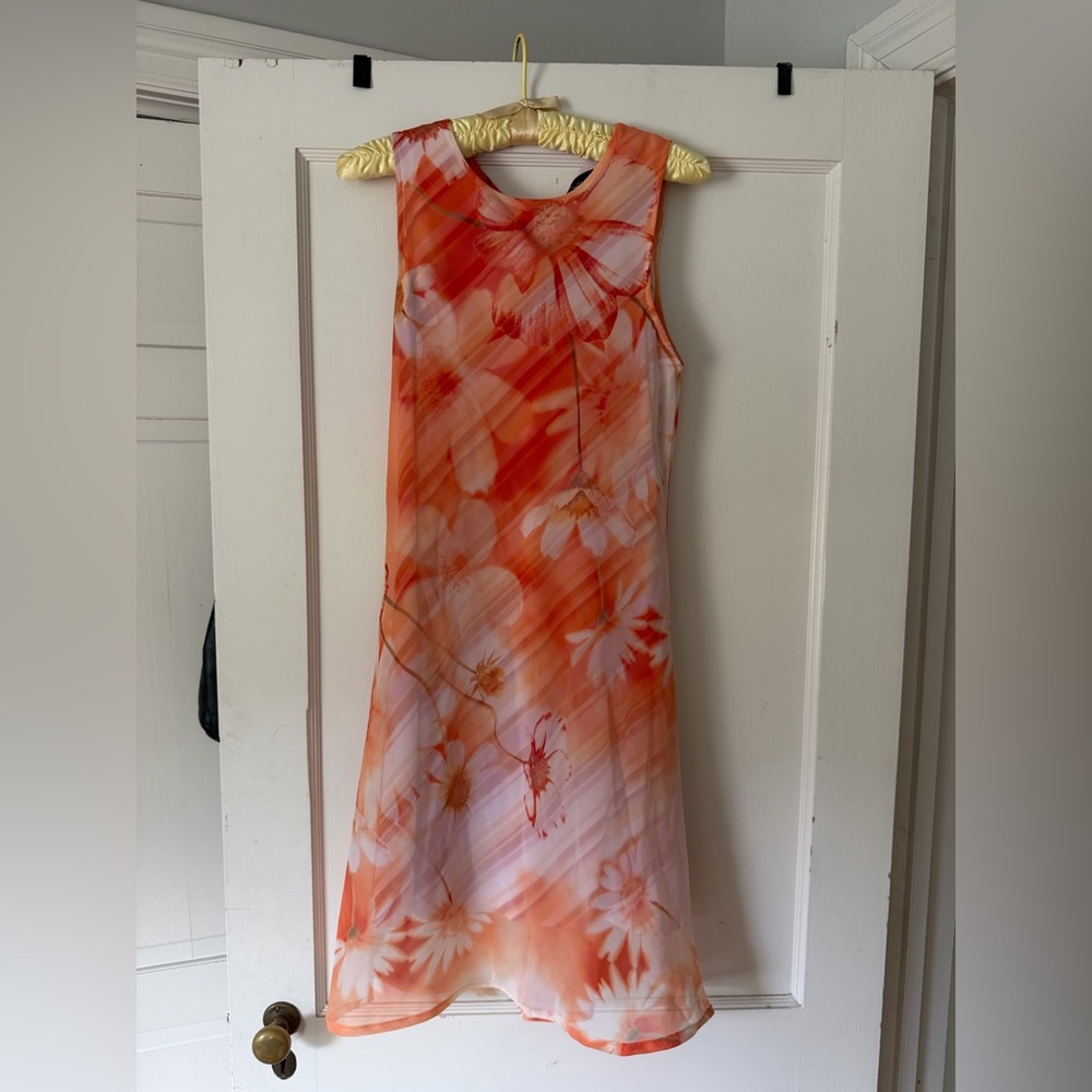 My Michelle Orange and White Floral Sleeveless Dress